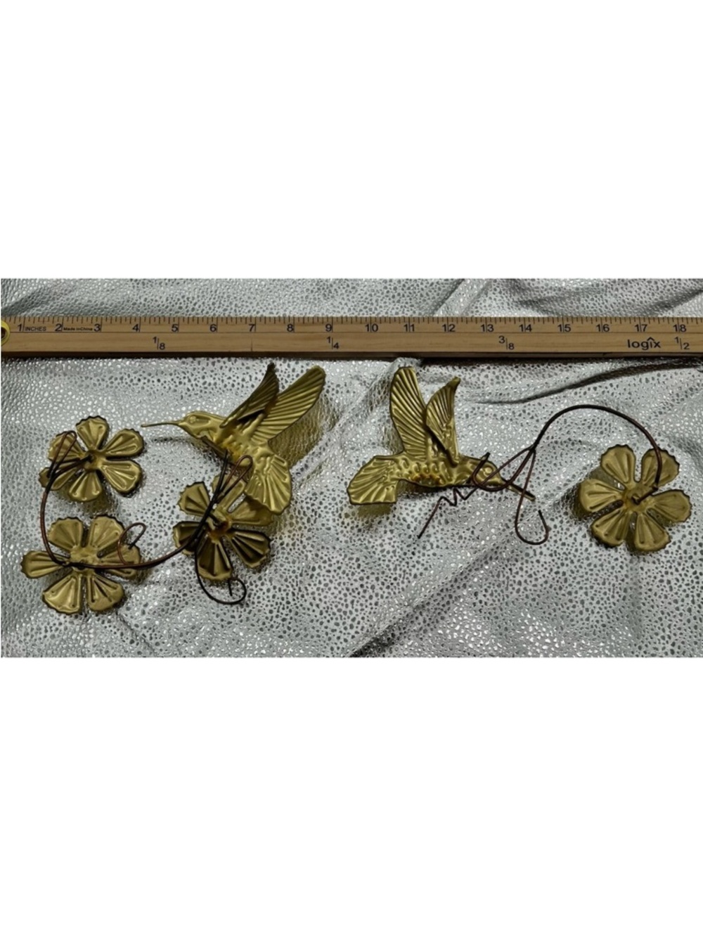 Home Interiors Gold Hummingbird Floral Wall Accent - Picture 2 of 3
